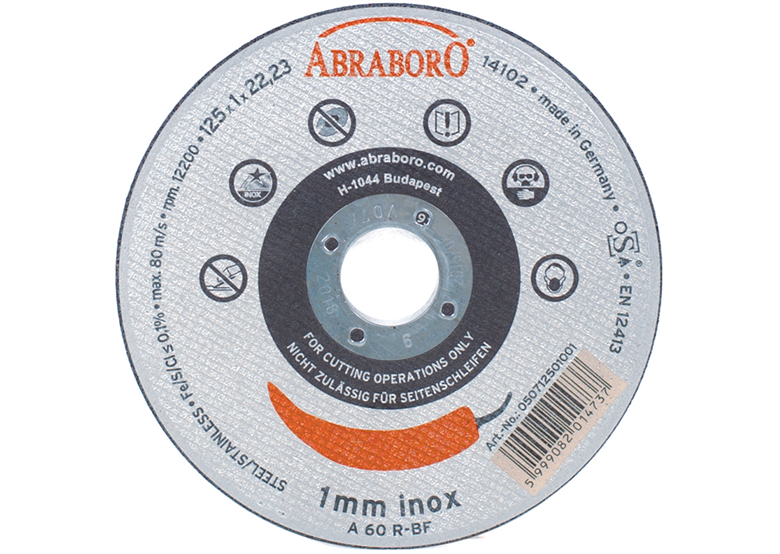 Tarcza do cięcia stali Inox Quality 125x1,0mm Abraboro AB12501001