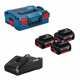 3 akumulatory GBA 18V 5,0Ah, ładowarka GAL18V-40 i walizka L-BOXX 136 Bosch 0615990L3T