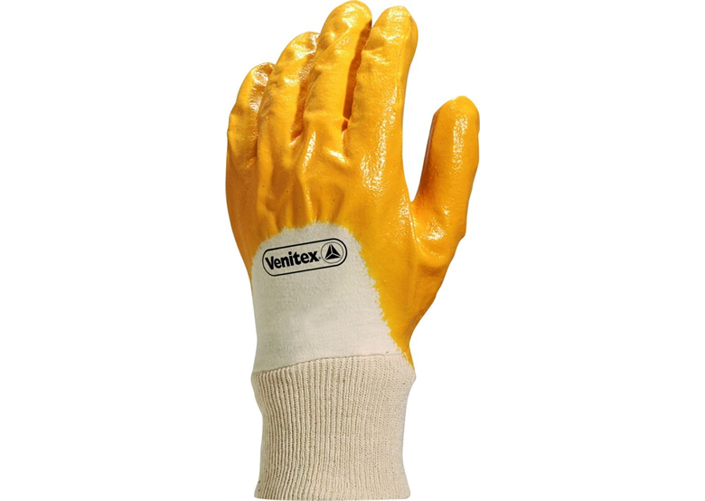 Rękawice z  nitrylu na wkładzie z dżerseju wentylowane biało-żółte rozmiar 7 DeltaPlus Venitex NI015