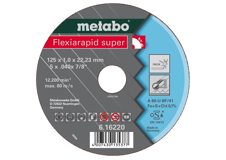 Tarcza tnąca Flexiarapid super A 46-U  150×1,6×22,2mm do stali nierdz, Metabo 616224000