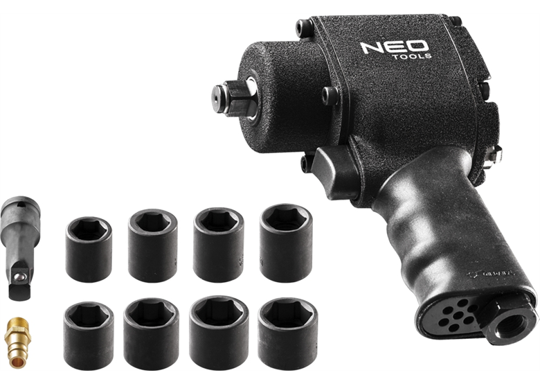 Klucz udarowy pneumatyczny i 8 nasadek Neo 12-022
