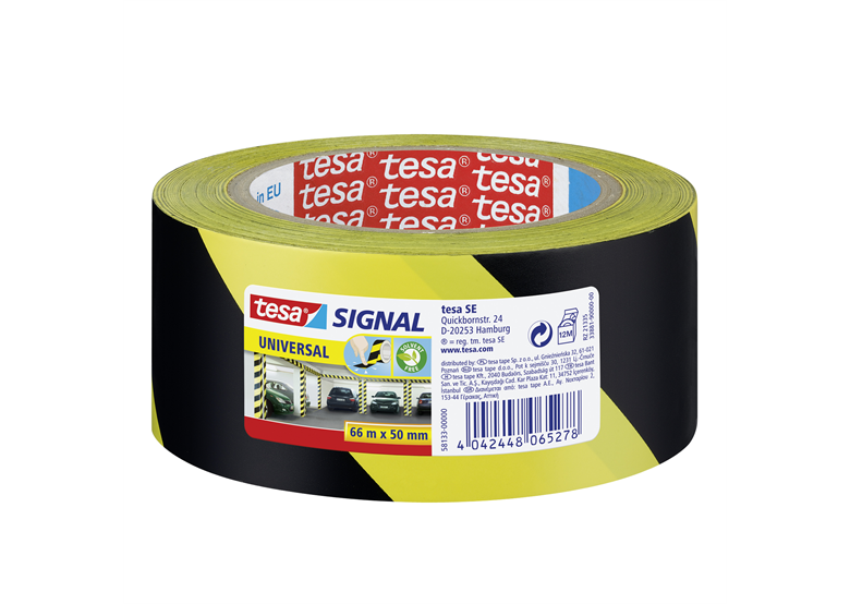 Taśma Signal 66m x 50mm, żółto-czarna Tesa 58133