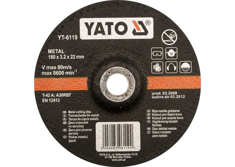 Tarcza wypukła do cięcia metalu 125 x 2,5 x 22 mm Yato YT-6116