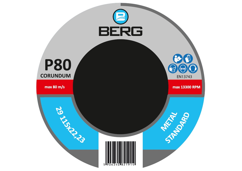 Ściernica lamelowa korundowa 115x22mm G80 Berg B407215080