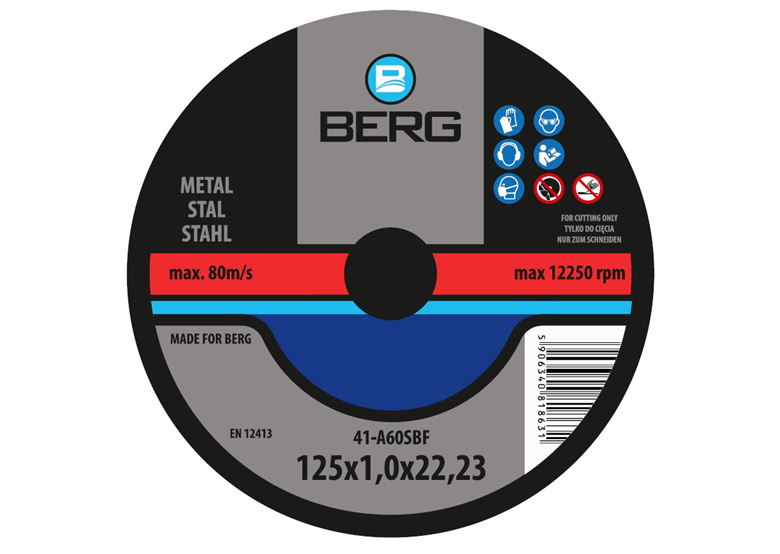 Tarcza do cięcia metalu 125x1.0x22mm Berg B409501250