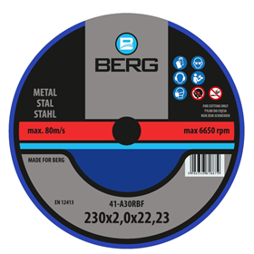 Tarcza do cięcia metalu 41 230x2.0x22mm Berg B409523020