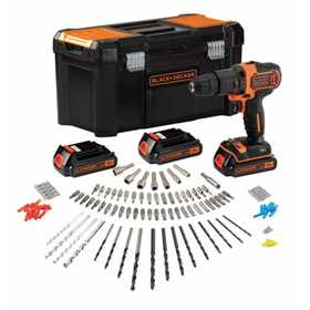 Wiertarko-wkrętarka udarowa ze 120 akcesoriami BlackDecker BDCHD181B3A