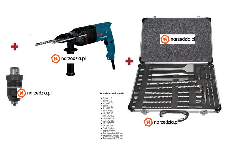 Młotowiertarka GBH 2-24 DFR + zestaw wierteł MAKITA Bosch 0611238762-STARE