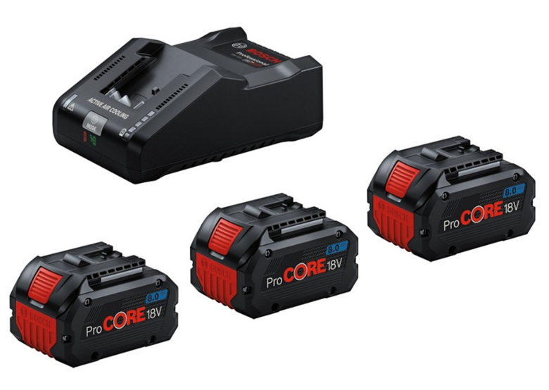 Akumulatory 18V 8.0Ah (x3) i ładowarka Bosch 0615A5004Y