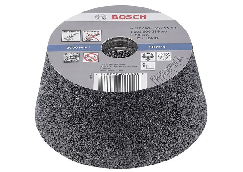 Pokrywa szlifierska, stożkowa - kamień/beton 90 mm, 110 mm, 55 mm, 24 Bosch 1608600239