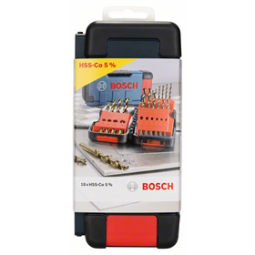 18-częściowy zestaw wierteł do metalu HSS-Co Toughbox, DIN 338, 135° Bosch 2607017047
