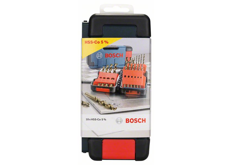 18-częściowy zestaw wierteł do metalu HSS-Co Toughbox, DIN 338, 135° Bosch 2607017047
