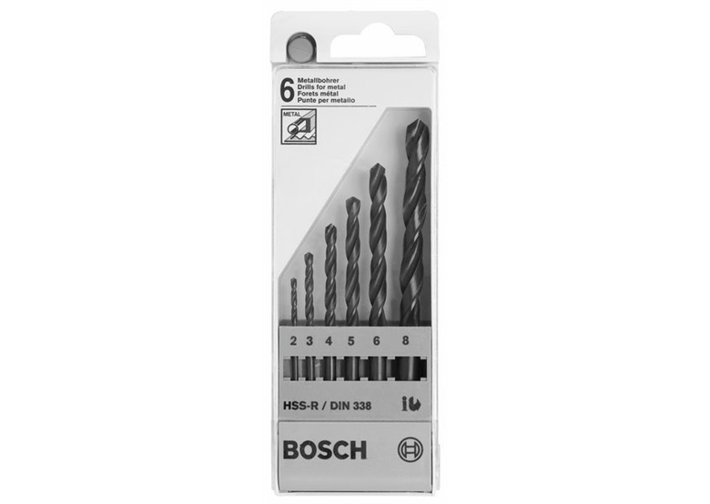 6-częściowy zestaw wierteł do metalu HSS-R, DIN 338 2, 3, 4, 5, 6, 8 mm Bosch 2607018352