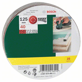 25-częściowy zestaw papierów ściernych do szlifierek mimośrodowych, G40 Bosch 2607019491
