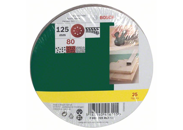 25-częściowy zestaw papierów ściernych do szlifierek mimośrodowych, G80 Bosch 2607019493