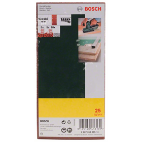 Papiery ścierne do szlifierek oscylacyjnych, G40, 60, 80, 120, 25szt. Bosch 2607019495
