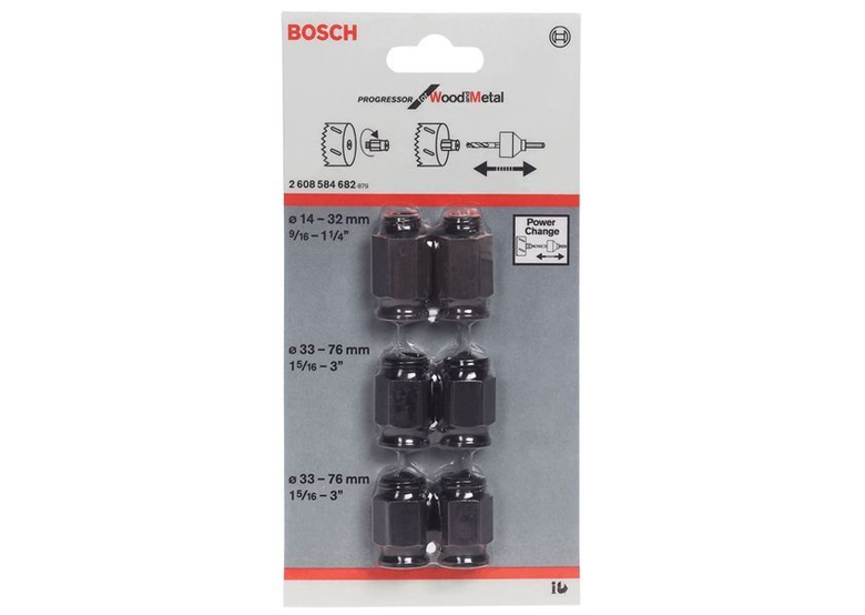 6-częściowy zestaw adapterów redukcyjnych Bosch 2608584682