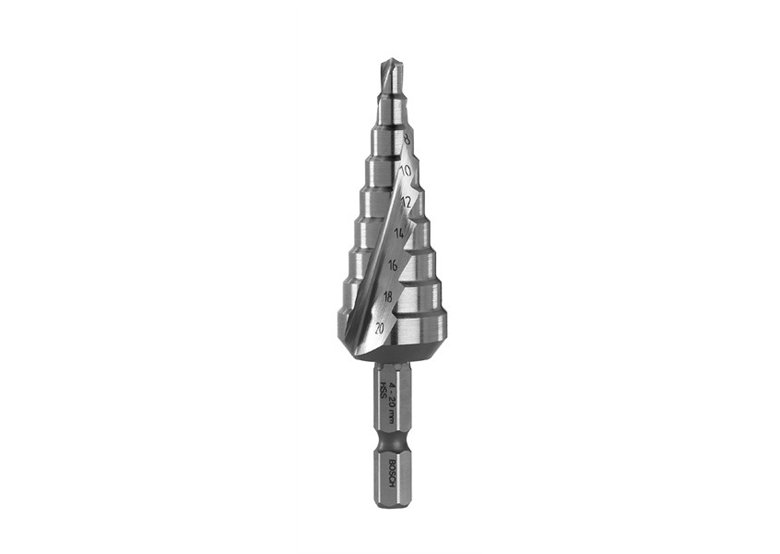 Wiertła stopniowe ze stali HSS 4 - 20 mm, 1/4", 75 mm Bosch 2608597524