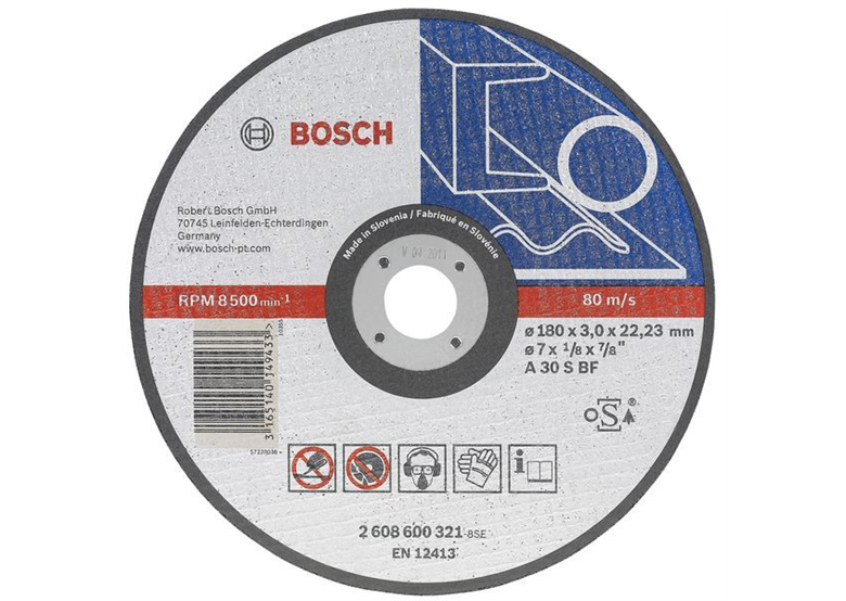 Tarcza tnąca, prosta, do metalu A 30 S BF, 180 mm, 22,23 mm, 3 mm Bosch 2608600321