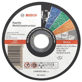 Tarcza tnąca prosta Multi Construction 125 mm, 22,23 mm, 1,0 mm Bosch 2608602385