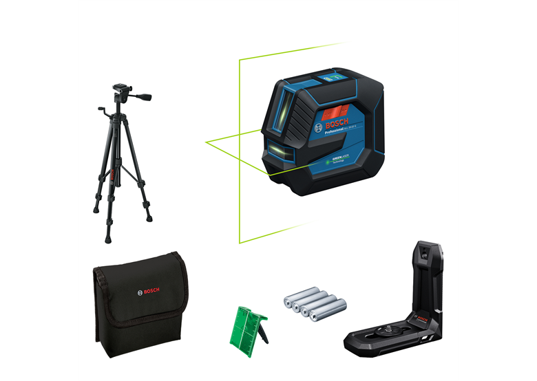 Laser liniowy Bosch GLL 20-22 G + statyw BT150 + uchwyt LB10