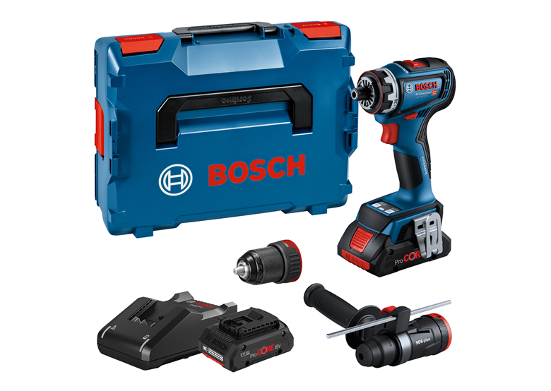 Wiertarko-wkrętarka z wymienną głowicą Bosch GSR 18V-90 FC, GFA 18-M, GFA 18-H 2x4.0Ah