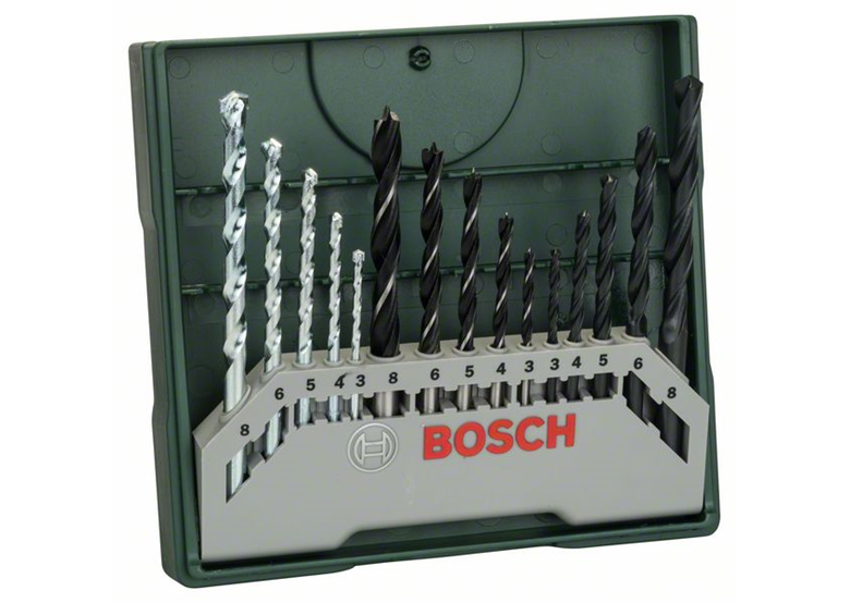 Zestaw wierteł do drewna, metalu, muru 15szt. Bosch Mini X-Line