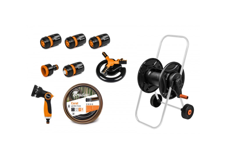 Wózek z wężem 1/2" 20m i zraszaczami Bradas BLACK LINE ECO-AG26020SET2