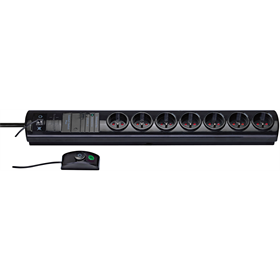 Listwa zasilajaca przeciwprzepieciowa Primera-Tec Comfort Switch Plus 15kA 5+2 gniazda czarna 2m H05VV-F 3G1,5 1153304417 Brennenstuhl 1153304417