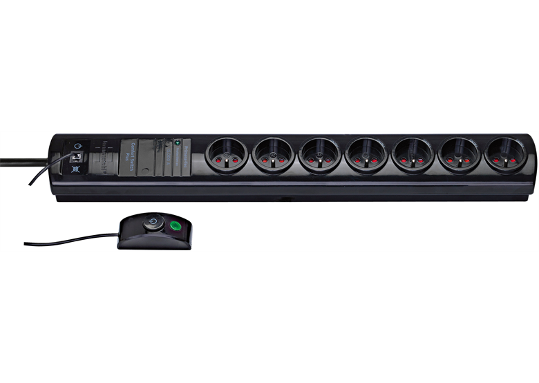 Listwa zasilajaca przeciwprzepieciowa Primera-Tec Comfort Switch Plus 15kA 5+2 gniazda czarna 2m H05VV-F 3G1,5 1153304417 Brennenstuhl 1153304417