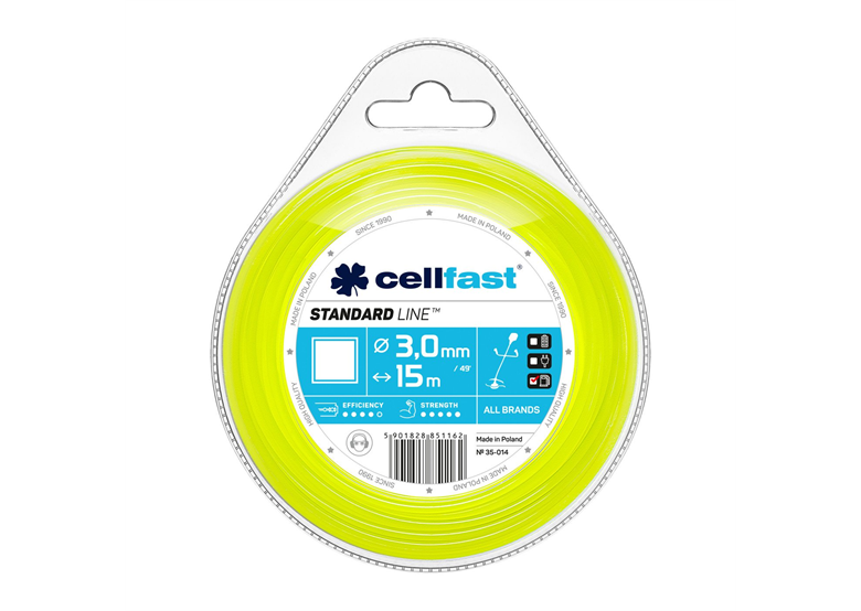 Żyłka tnąca STANDARD - kwadrat 3,0 mm x 15 m Cellfast C 35-014