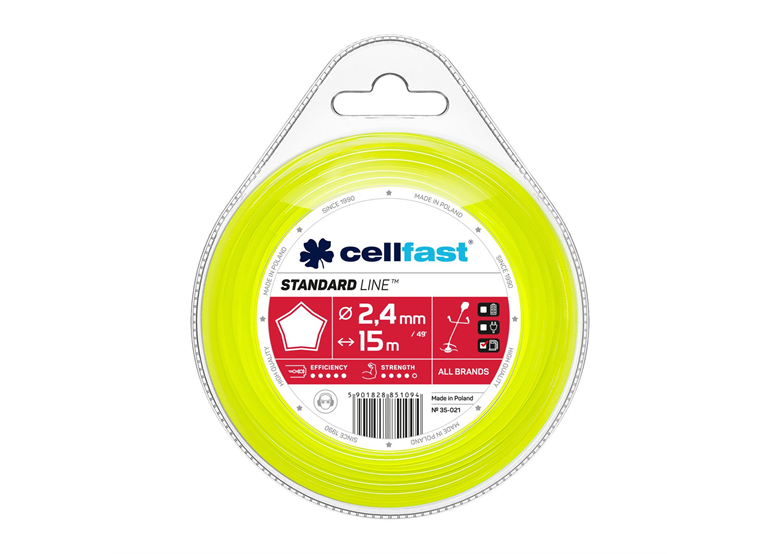 Żyłka tnąca STANDARD - gwiazdka 2,4 mm x 15 m Cellfast C 35-021