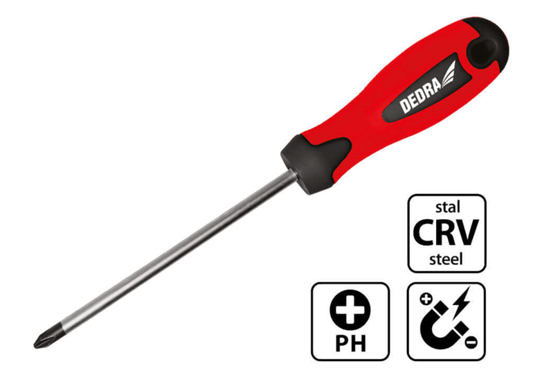 Wkrętak krzyżowy Phillips PH0x100mm, CrV Dedra 06A011