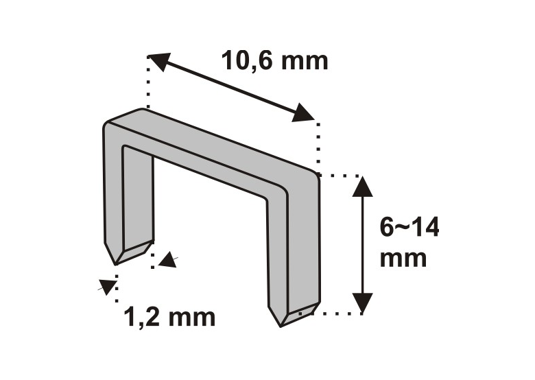 Zszywki 8mm 1000 szt, Wzór D11 (1,2 x 10,6 mm) Dedra 11Z208
