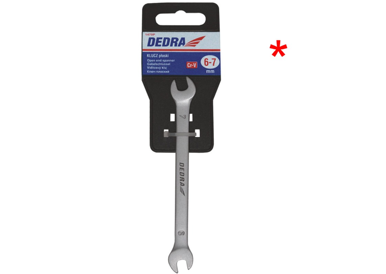 Klucz płaski CrV 21 x 23 mm z przywieszką Dedra 1480P