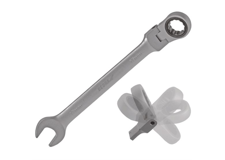 Klucz płasko-oczkowy 10 mm CrV z grzechotką i przegubem Dedra 14GP44