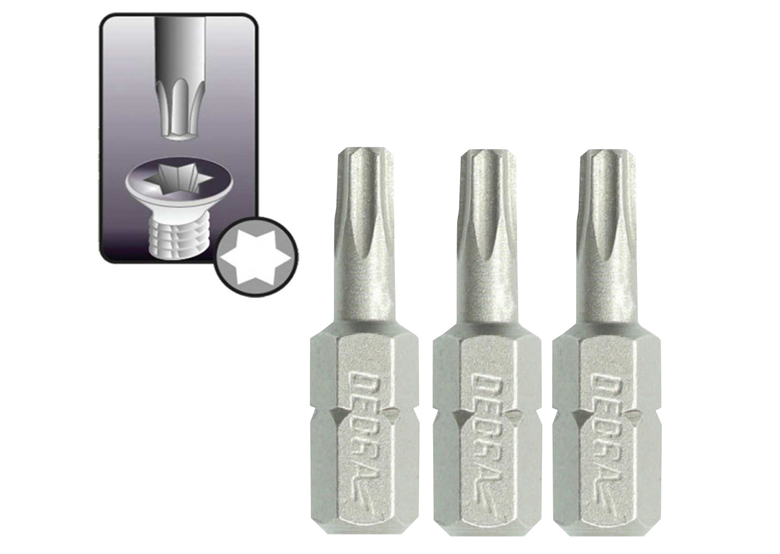 Końcówki wkrętakowe Torx T27x25mm, 3szt blister Dedra 18A03T270-03