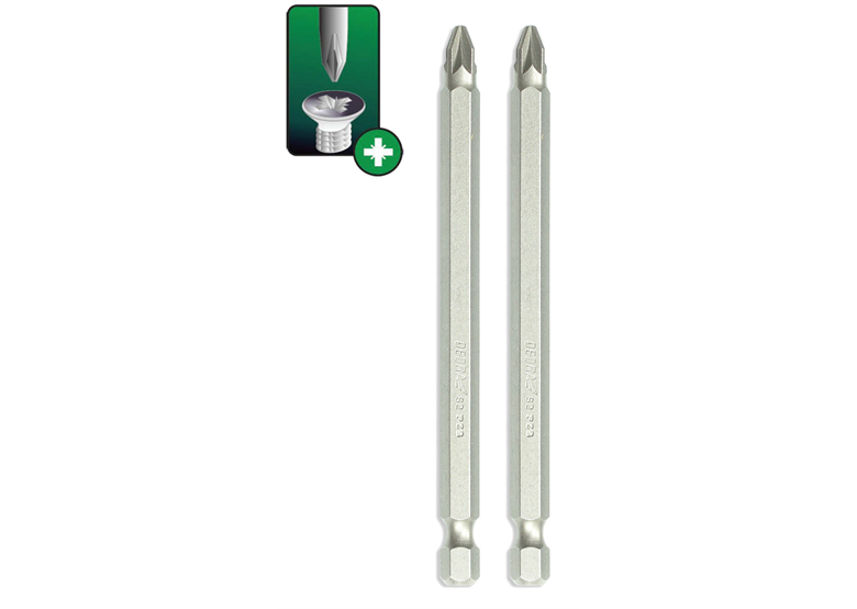 Końcówki wkrętakowe Pozidriv PZ2x100mm, 2szt blister Dedra 18A05PZ22-02