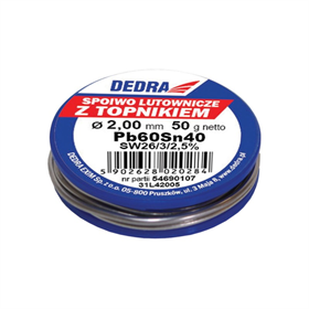 Lut z topnikiem, 2.0mm, 50g, 40%SN, Pb60Sn40 Dedra 31L42005
