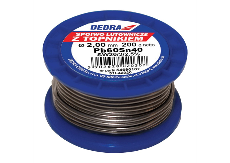 Lut z topnikiem, 2.0mm, 200g, 40%SN, Pb60Sn40 Dedra 31L42020
