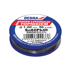 Lut z topnikiem, 1.0mm, 50g, 60%SN, Pb40Sn60 Dedra 31L61005