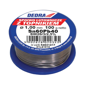 Lut z topnikiem, 1.0mm, 100g, 60%SN, Pb40Sn60 Dedra 31L61010