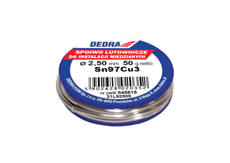 Spoiwo lutownicze 2, 5mm 50g 97%SN SN97Cu3 Dedra 31L92505