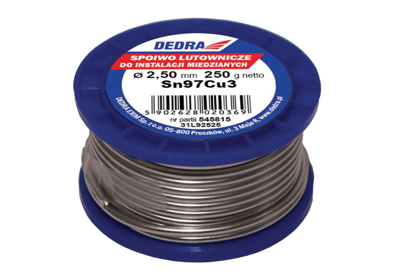 Spoiwo lutownicze 2, 5mm 250g 97%SN SN97Cu3 Dedra 31L92525
