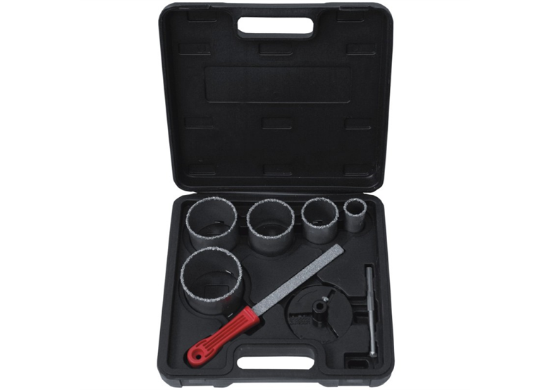 Zestaw do wiercenia w mat, budowlanych nasyp węglika wolframu śr, 33,53,67,73, 83 mm z pilnikiem HM, w BMC Dedra DED1519