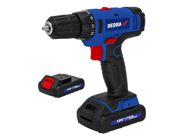 Wiertarko-wkrętarka 18V, 2X1, 5Ah Li-ion, walizka Dedra DED7880B