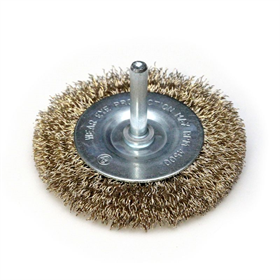 Szczotka druciana tarczowa mosiądzowana 63mm z trzpieniem Dedra F31-063