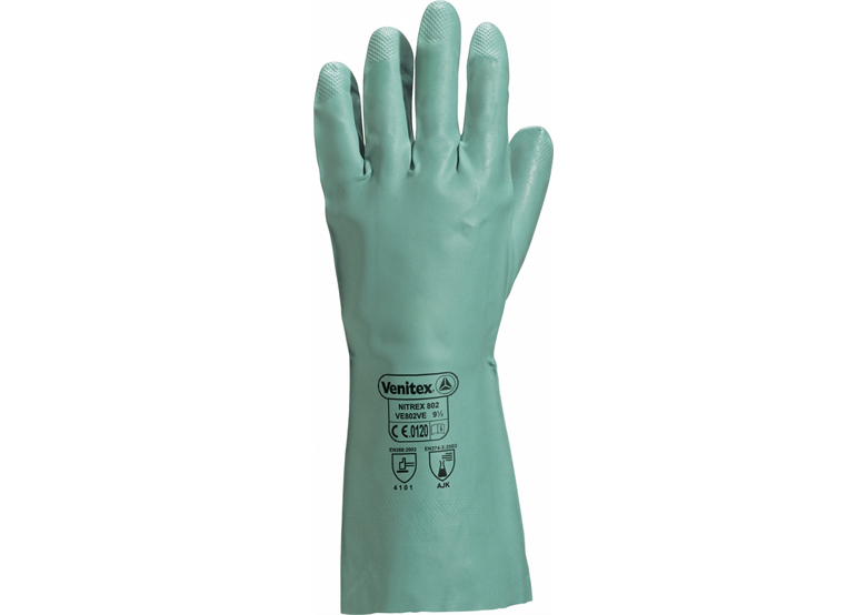 Rękawice z nitrylu flokowane zielone rozmiar 7,5 DeltaPlus Venitex NITREX 802