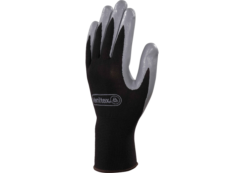 Rękawice dziane z poliestru powlekane nitrylem czarno-szare DeltaPlus Venitex VE712GR