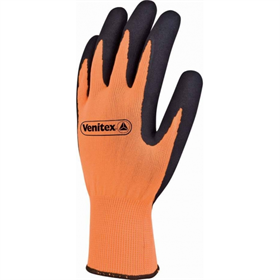 Rękawice dziane z poliestru fluorescencyjnego powlekane pianką lateksową pomarańczowe rozmiar 7 DeltaPlus Venitex VV733APOLLON